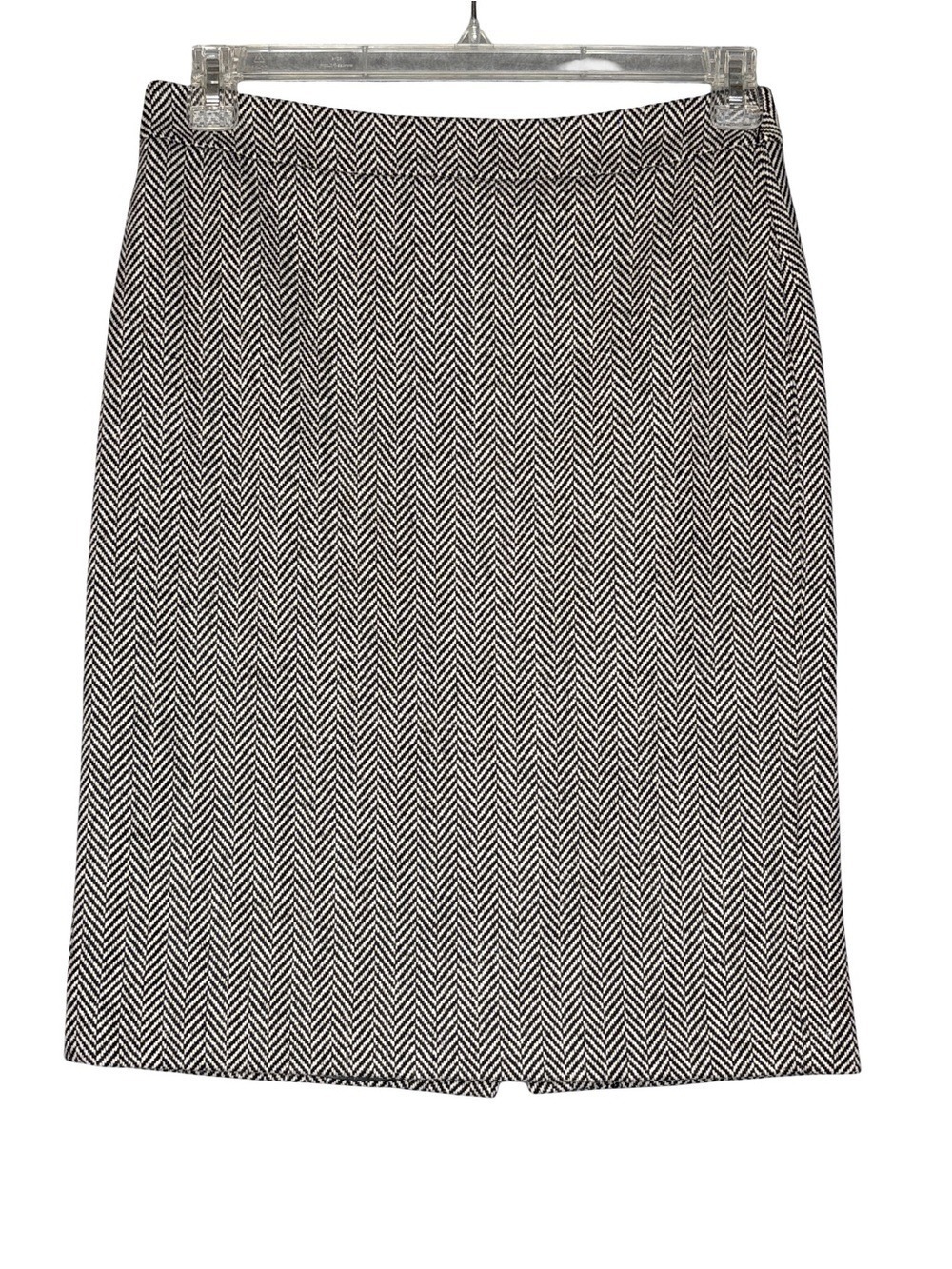 J. Crew Herringbone Wool Pencil Skirt 24" Lined Black & White Size 4
